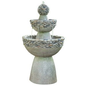 Teamson Home 36.5" Outdoor 3-Tier Stone Pedestal Birdbath Water Fountain - 1 of 4