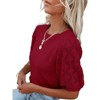 Womens Short Sleeve Lightweight Sweaters Crewneck Knit Pullover Tops with Crochet Sleeve Casual Crochet Blouse Shirt for Spring, Summer - 3 of 4