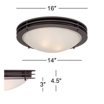 Bronze Flush Mount Ceiling Light with White Glass Bowl Shade