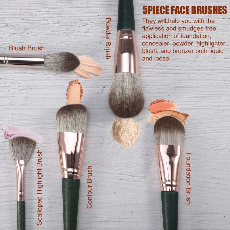 Unique Bargains Foundation Powder Concealers Eye Shadows Makeup Brushes and Storage Bag 14 Pcs, 2 of 7