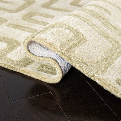 Green Hand-Tufted Wool and Viscose Runner Rug, 2'6" x 12'