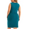 Agnes Orinda Women's Plus Size Crisscross Twist Boat Neck Sleeveless Midi Bodycon Dresses - 4 of 4