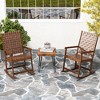 Tangkula Rocking Chair with PU Seat & Rubber Wood Frame Safe & Smooth Rocking Motion - 3 of 4