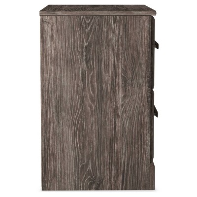 Gray Transitional 2-Drawer Nightstand with Pewter Handles
