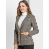 INSPIRE CHIC Women's Notched Lapel One Button Boyfriend Plaid Suit Blazer - 2 of 4