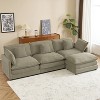 Whisen 112" Modern Design Modular Sofa Couch Upholstered Corduroy L-Shape Sectional Sofa with Side Storage Pockets - 2 of 4
