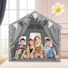 Infans 3-4 Kids Large Play Tent House w/ 2 Opening Doors Star Lights & Plaid Pennants - 3 of 4