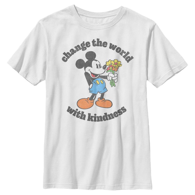 Boy's Disney Mickey Mouse Change the World with Kindness T-Shirt, 1 of 5