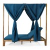 Christopher Knight Home Leaverton Outdoor Acacia Wood 2 Seater Adjustable Daybed with Curtains - 3 of 4