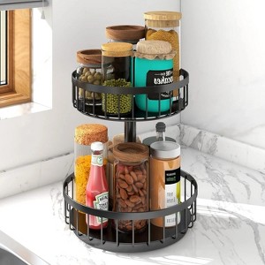 LunaLulinlk lazy susan 2 Tier Turntable 10 inch, Rotating Spice Racks for Pantry Cabinet Cupboard Organizer Table Black - 1 of 4