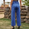 Womens Side Slit Jeans High Waist Straight Leg Denim Pants with Pockets Casual Summer Pants Flared Jeans Classic Women Jeans - 3 of 4