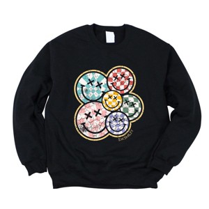 Simply Sage Market S.W.Smiley Rainbow Checkered Sweatshirt - 1 of 4