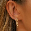Dangle Earrings for Women,14k Gold Plated Triple Huggie Stud Earrings Cute Statement Chain Earring Dainty Drop - 3 of 4