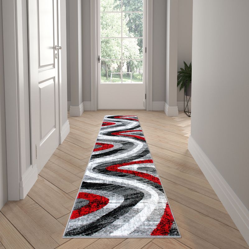 Emma and Oliver Modern Plush Pile Olefin Accent Rug with Abstract Arch Design and Natural Jute Backing, 2 of 6
