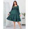 Clearlove Womens Plus Size Square Neck Dresse High Waist Smocked Ruffle A Line Tiered Flowy Maxi Dress with Pocket - 3 of 4