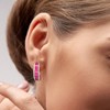 EVERLY JEWELRY | Sterling Silver 5 1/10 CT TGW Created Ruby and Created White Sapphire Hoop Drop Earrings - 4 of 4