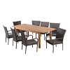 Lambert 9pc Acacia & Wicker Dining Set: Expandable, Weather-Resistant - Christopher Knight Home - 2 of 4