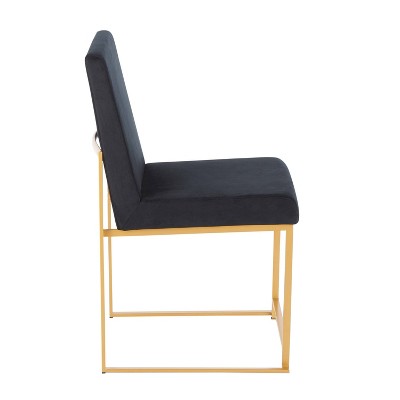 Fuji Black Velvet Upholstered High Back Side Chair with Gold Metal Frame