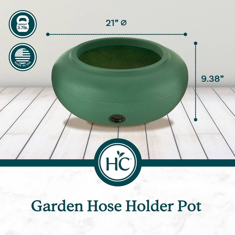 The HC Companies 21 Inch Diameter Lightweight Garden Hose Storage Pot for 75 to 100 Ft Hoses, Pairs w/ Terrazzo Series Pots, Green (2 Pack), 3 of 7