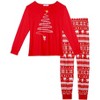 cheibear Christmas Tree Long Sleeve Tee and Plaid Pants Loungewear Family Sleepwear Pajama Sets - 2 of 4