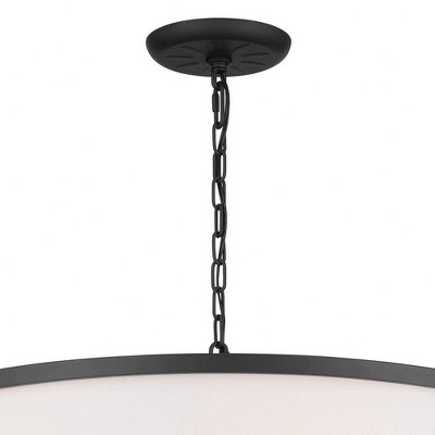 Elegant Textured Black 6-Light Chandelier with Fabric Shade