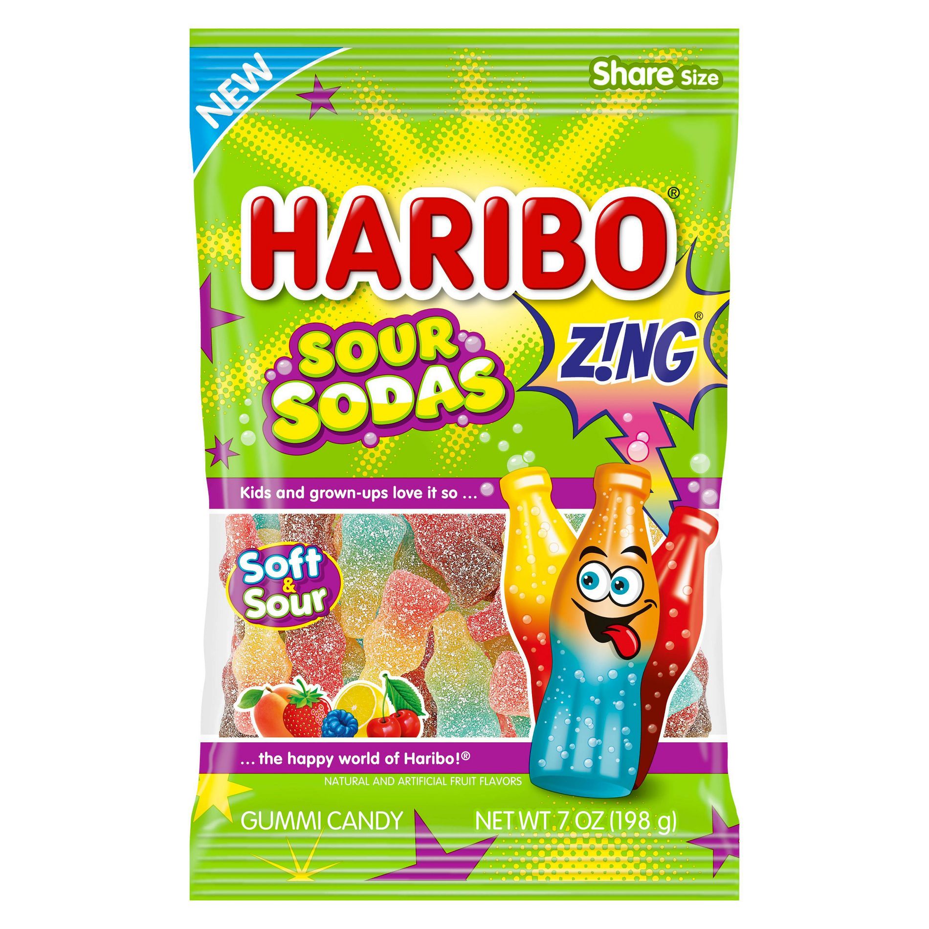 HARIBO Sour Soda Pops Candy Bag - 7oz