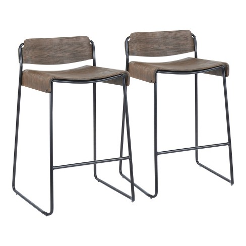 Set Of 2 Dali Industrial Low Back Counter Height Barstool Espresso Lumisource Target