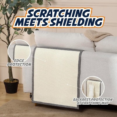 Dove Grey Sisal Cat Couch Protector with Back Rest