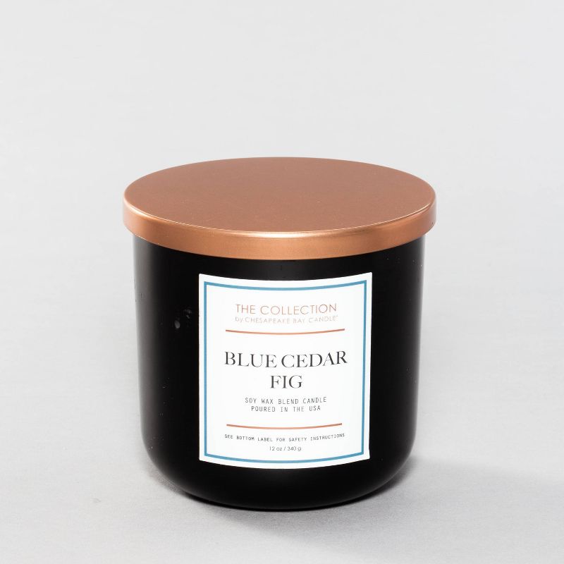 2-Wick Black Glass Blue Cedar Fig Lidded Jar Candle 12oz - The Collection by Chesapeake Bay Candle, 3 of 11