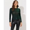 Allegra K Women's Long Sleeve Puff Sleeve Party Glitter Shiny Metallic Tops - 2 of 4