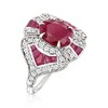 Ross-Simons 4.40 ct. t.w. Ruby and .66 ct. t.w. Diamond Ring in 18kt White Gold - 3 of 4