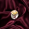 Slickblue Rhodium Brass Ring with Champagne CZ - Square Design, Single-Tone Women's Jewelry, Size 5-10 - 2 of 3
