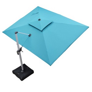 PURPLE LEAF Patio Outdoor Cantilever Umbrella with Heavy Duty Base Large Rectangle Umbrella Windproof Offset Umbrella for Garden Deck Pool - 1 of 4