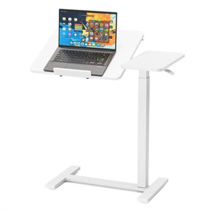 SEVOBAL Adjustable Overbed Table with Wheels Mobile Rolling Laptop Desk Tilting Bedside Table Laptop Bed Sofa Office Use, White, 27.56"*15.75"*43.31" - 1 of 4