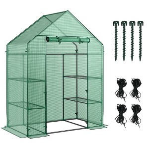 Costway Portable Mini Walk In Outdoor 4 Tier 8 Shelves Greenhouse - 1 of 4