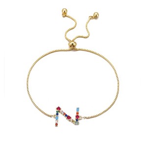 Adornia 14k Gold Plated Multi Color Stone Initial Bolo Bracelet - 1 of 1