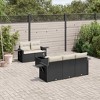vidaXL 6 Piece Patio Sofa Set with Cushions Black Poly Rattan - Black and Cream - 2 of 4