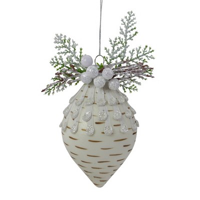 Northlight 5" Cedar and Berries White Finial Christmas Ornament