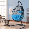 Tangkula Hanging Hammock Chair Egg Swing Chair w/ Blue Cushion Pillow Stand - 2 of 4