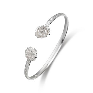 Better Jewelry, Flat Rose Flower 925 Sterling Silver Cuff Bracelet, 1 piece - 1 of 2