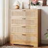 Zstar Modern Tall Rattan 4 Drawer Dresser or Living Room, Hallway, Entryway, Bedroom - 3 of 4