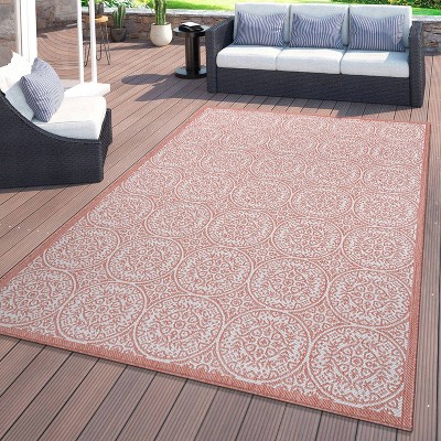 Terra Floral Circle Design 5' x 7' Easy-Care Outdoor Rug