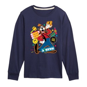 Boys' - Disney - Goofy Sticker Look Long Sleeve Graphic T-Shirt - 1 of 4
