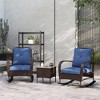Resenkos 3 Pieces Wicker Patio Furniture Set, A Square Garden Table And Two Rocking Chairs, Gray - 2 of 4