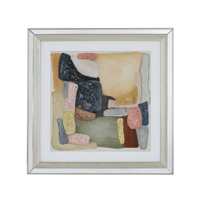 A&B Home 23.5"x23.5" Mendoza Crystal Mirror Framed Wall Art: Abstract Mixed Media, Vertical Orientation