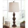 Set of 2 Magaly Poly Table Lamps Brown - Signature Design by Ashley: Wooden Base, 3-Way Switch, Drum Shade - 2 of 4