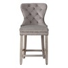 WestinTrends 24" Tufted Upholstered Velvet Bar Stool with Metal Footrest (Set of 2) - 3 of 4