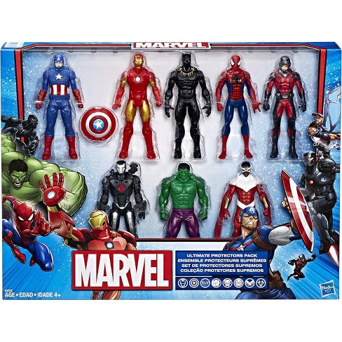 Marvel Avengers 6" Action Figures - Man, Hulk, Black Panther, Captain America, Spider Man, Ant Man, War Machine & Falcon, 8 Figure Set :