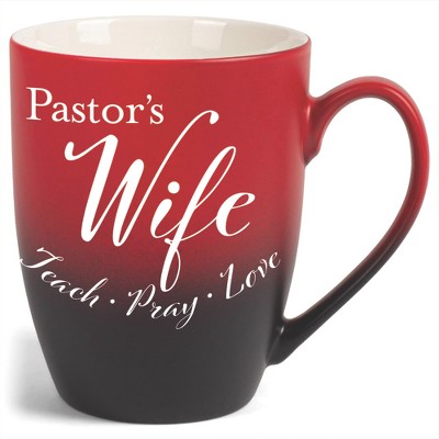 Elanze Designs Pastors Wife Teach Pray Love Two Toned Ombre Matte Red and Black 12 ounce Ceramic Stoneware Coffee Cup Mug