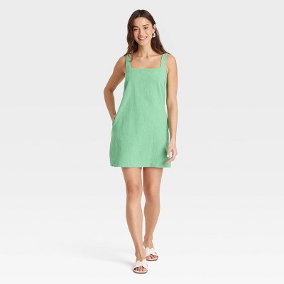 Women's Tank Mini Shift Dress - A New Day™ Green Striped M